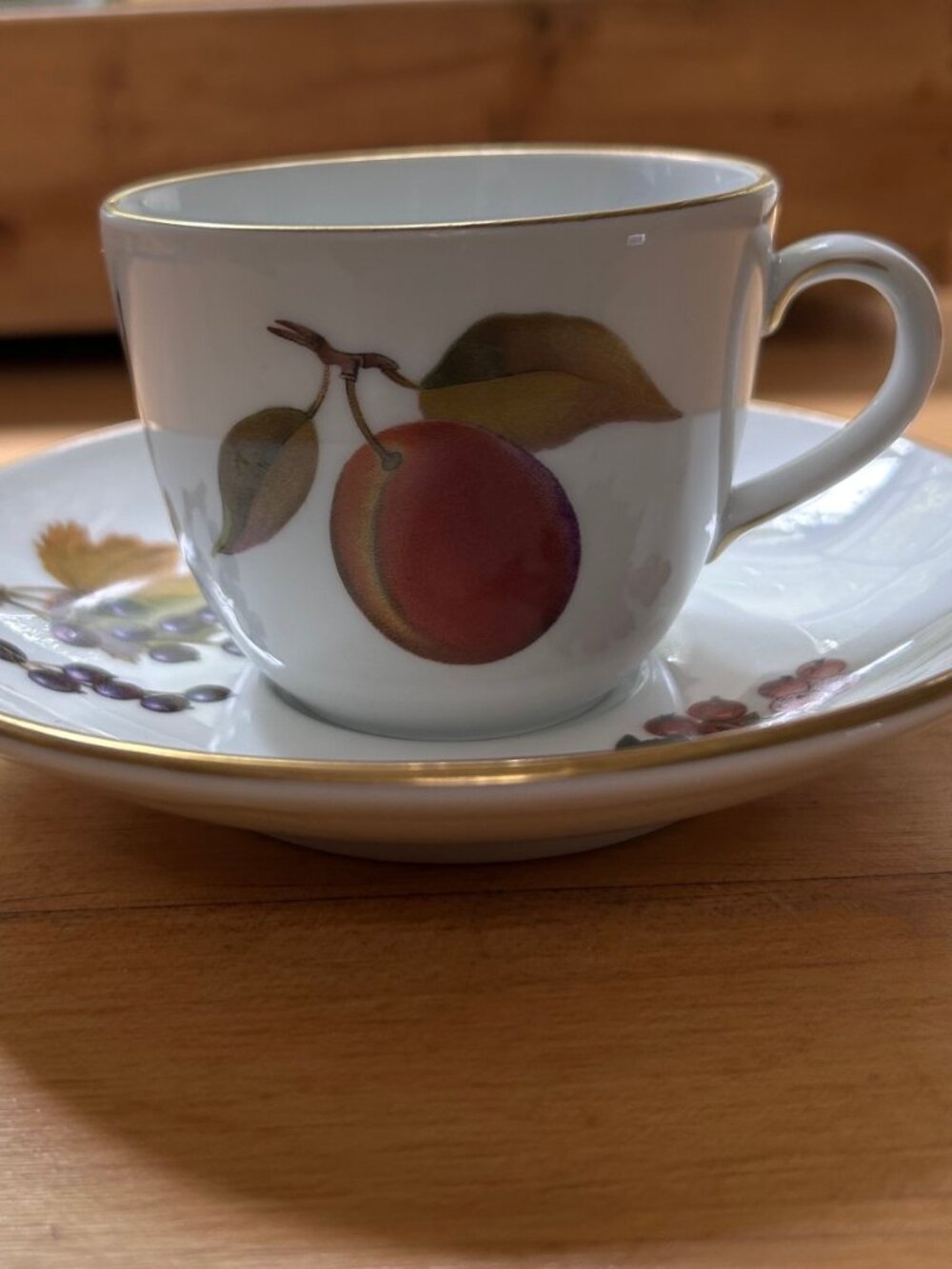 Flat Demitasse Cup & Saucer Set Evesham Gold by Royal Worcester